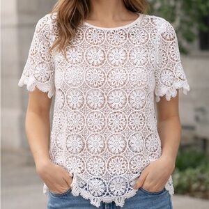 Banana Republic White Lace Blouse